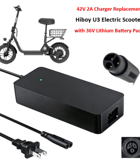 Charger for Hiboy U3 Electric Scooter with 36V Lithium-ion Battery Pack [42V 2A, Round Circle Special Plug] -UL Certified