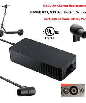 Charger for NAVEE GT3, GT3 Pro Electric Scooter with 48V Lithium-ion Battery Pack [54.6V 2A, Center Pin Special Plug] -UL Certified