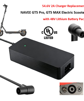 Charger for NAVEE GT5 Pro, GT5 Max, G5, G5 Pro, G5 Max [54.6V 2A, Center Pin Special Plug] -UL Certified