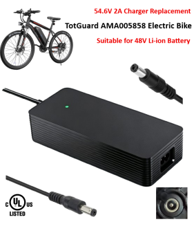 Charger for TotGuard AMA005858 Electric Mountain Bike with 48V Lithium-ion Battery Pack [54.6V 2A, 5.5×2.1mm Plug] – UL Certified