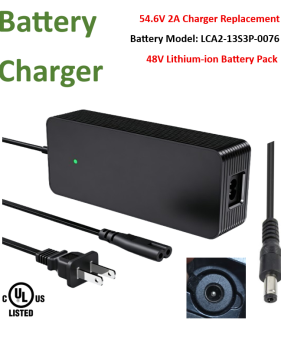 Charger for LCA2-13S3P-0076 48V 15AH Lithium-ion Battery Pack [54.6V 2A, 5.5x2.1mm Plug]