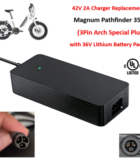 Charger for Magnum 350 Pathfinder Electric Bike with 36V Lithium-ion Battery Pack [42V/2A, 3Pin Arch Special Plug]